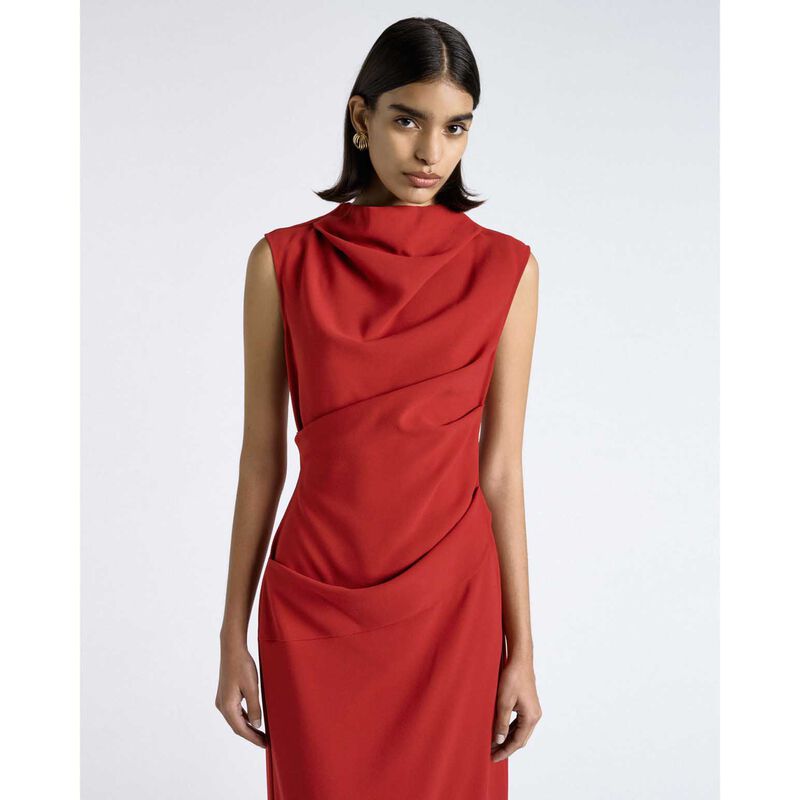 Cue Cherry Crepe Draped Midi Dress image number 3
